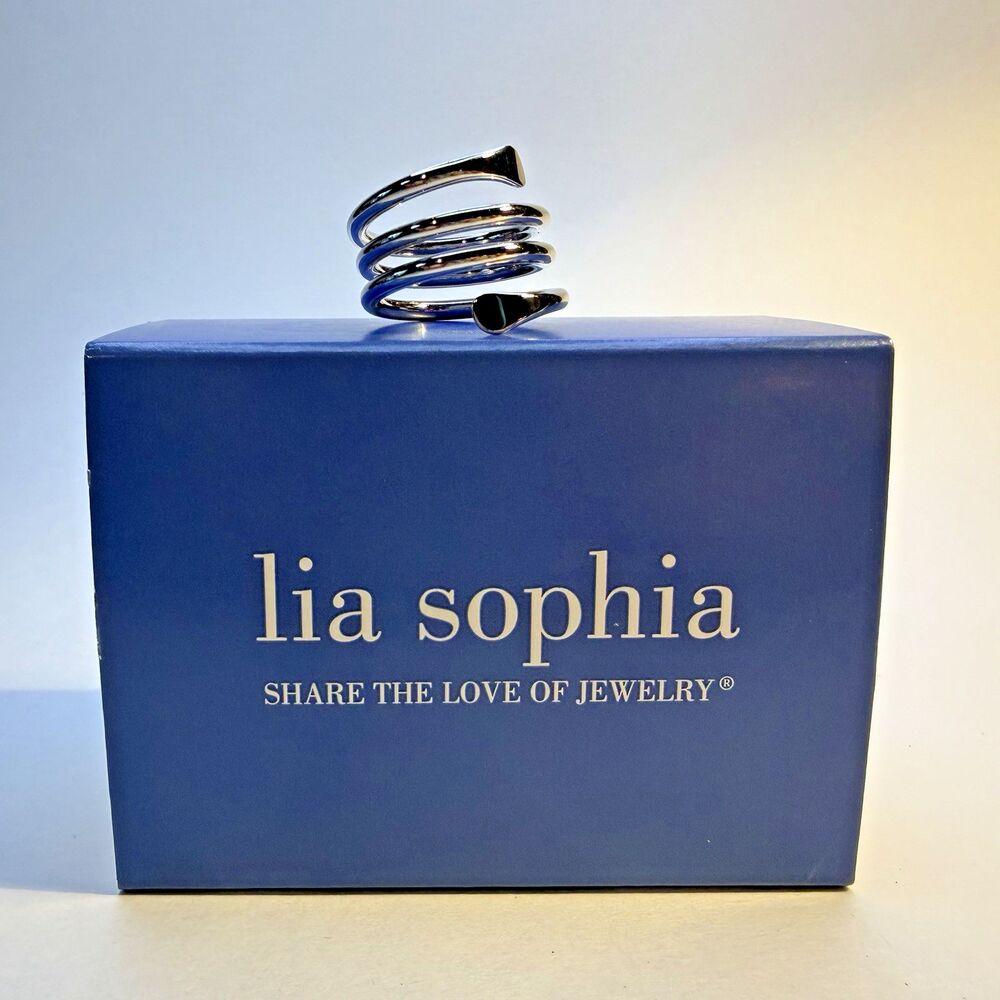 NIB Retired Lia Sophia On A Roll Ring 60693 Size 7 Silver Tone Wrap Spiral Ring